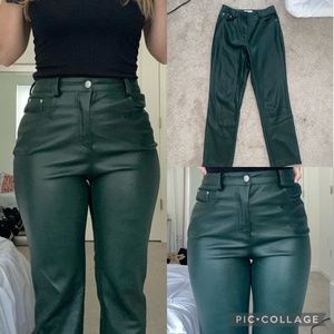 Green leather pants
